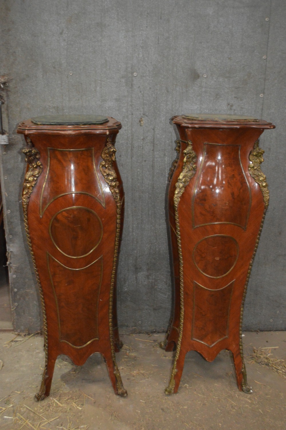 A fine pair of French burr walnut pedestals. View II