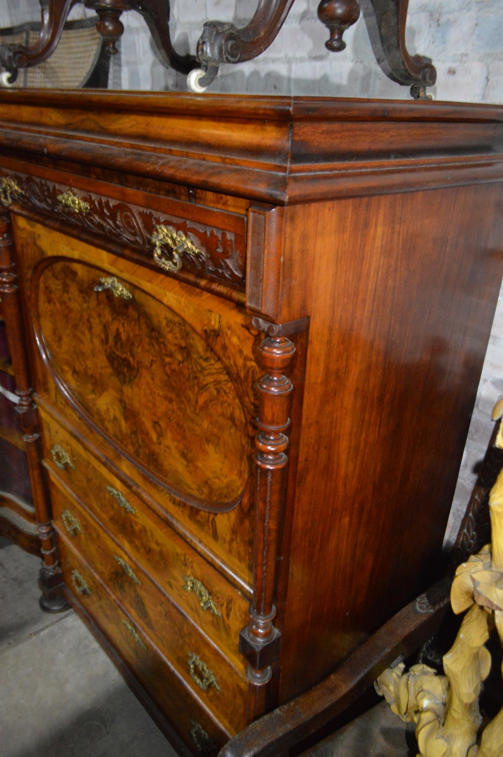 A 19th century Burr walnut Escritoire View V