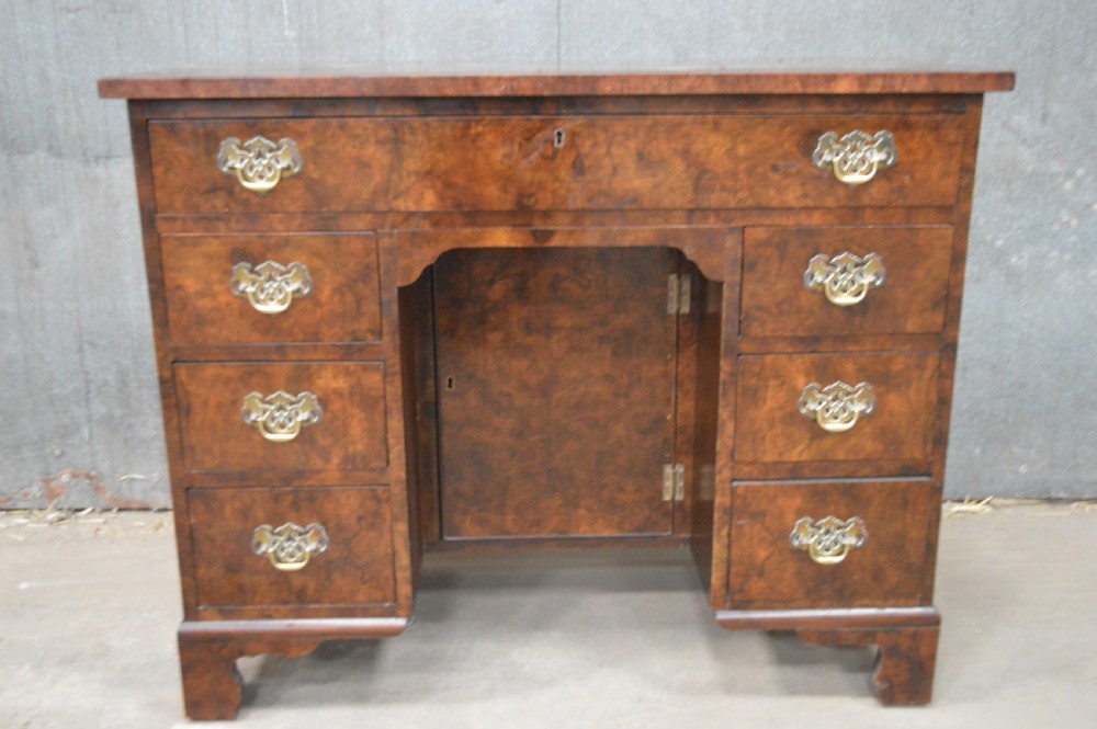 Antique burr walnut kneehole desk