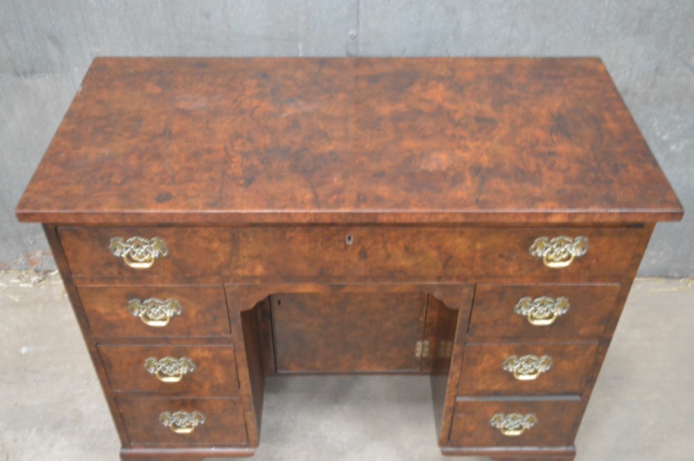 Antique burr walnut kneehole desk View II