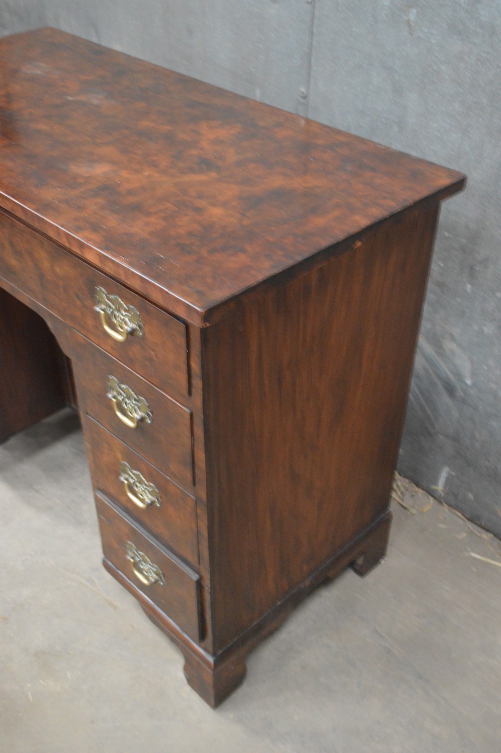 Antique burr walnut kneehole desk View III