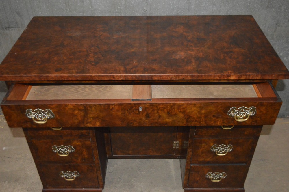 Antique burr walnut kneehole desk View IV