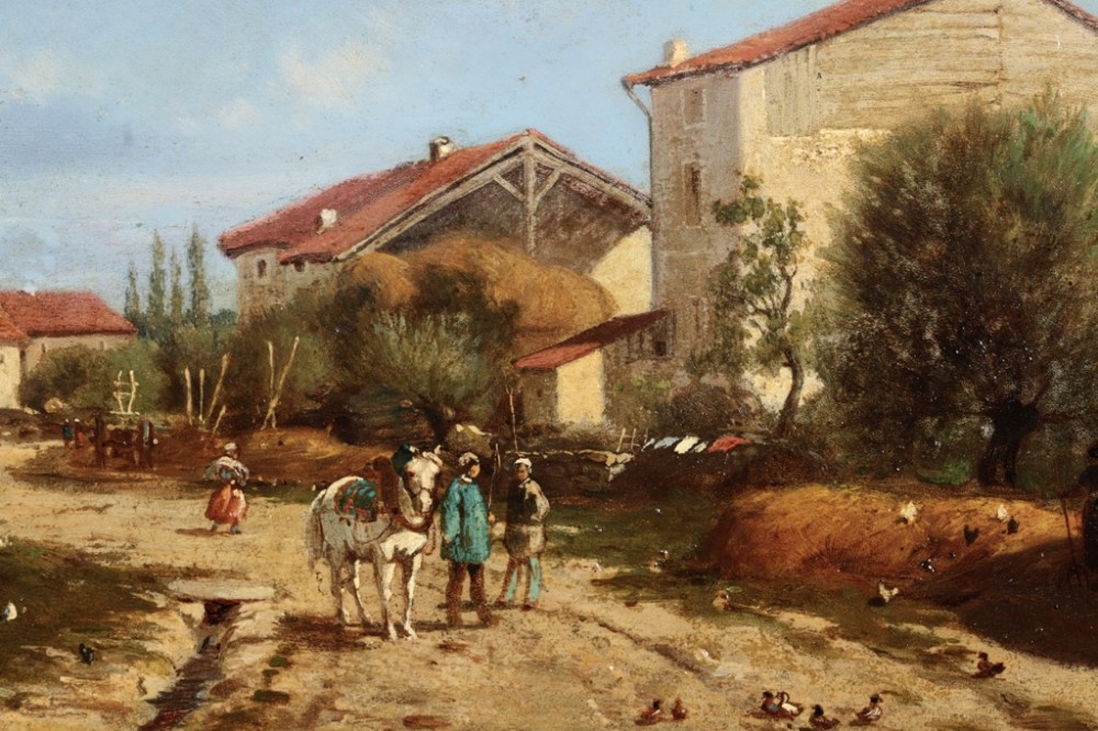 EUGENE  BATTAILLE (1817-1880) Oil painting.