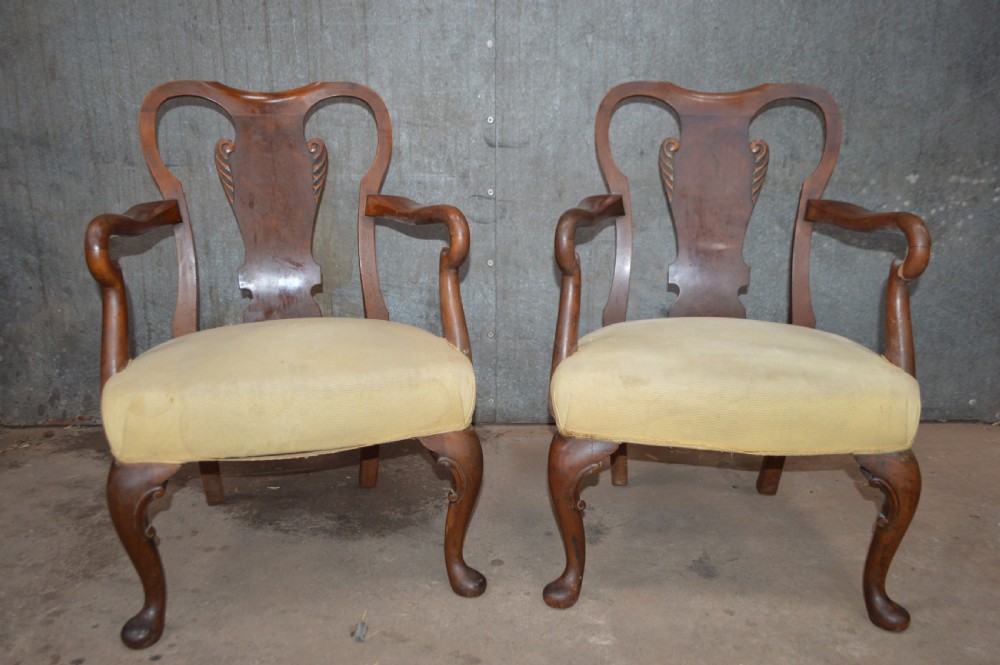 Pr of Burr walnut nursery chairs