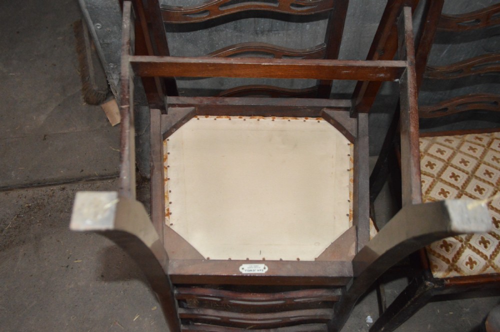 Set of eight Victorian S&H Jewell ladder back dining chairs View III