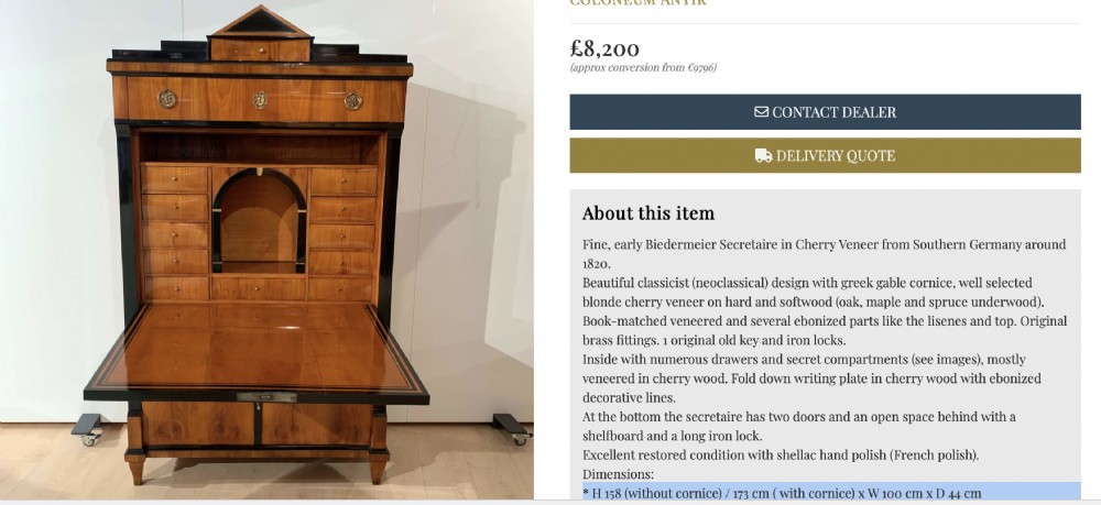 A fine maple Biedermeier secrétaire. Circa 1820s View XV