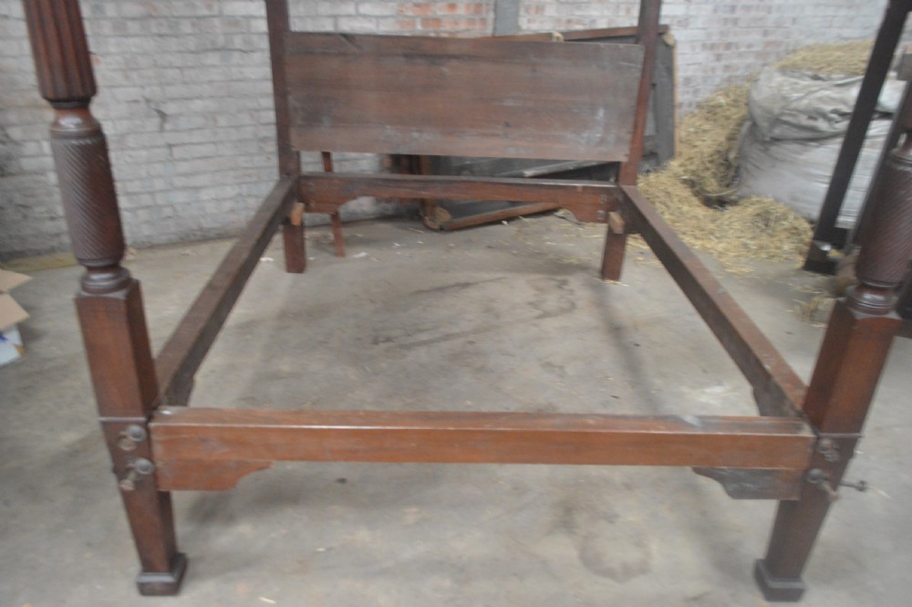 A Regency period mahogany four poster bed frame. View III