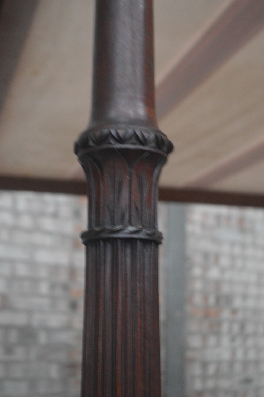 A Regency period mahogany four poster bed frame. View IV