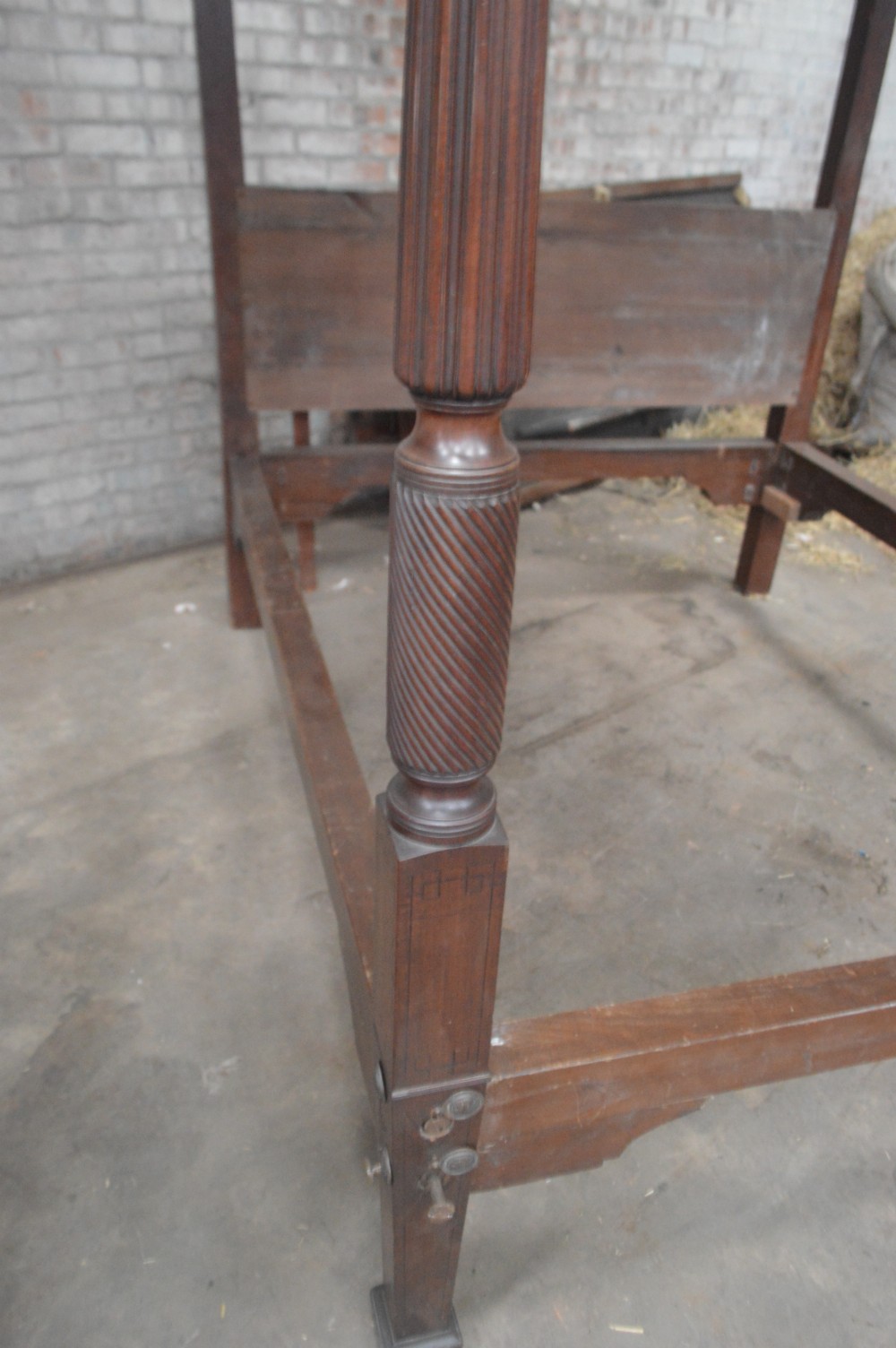 A Regency period mahogany four poster bed frame. View VII