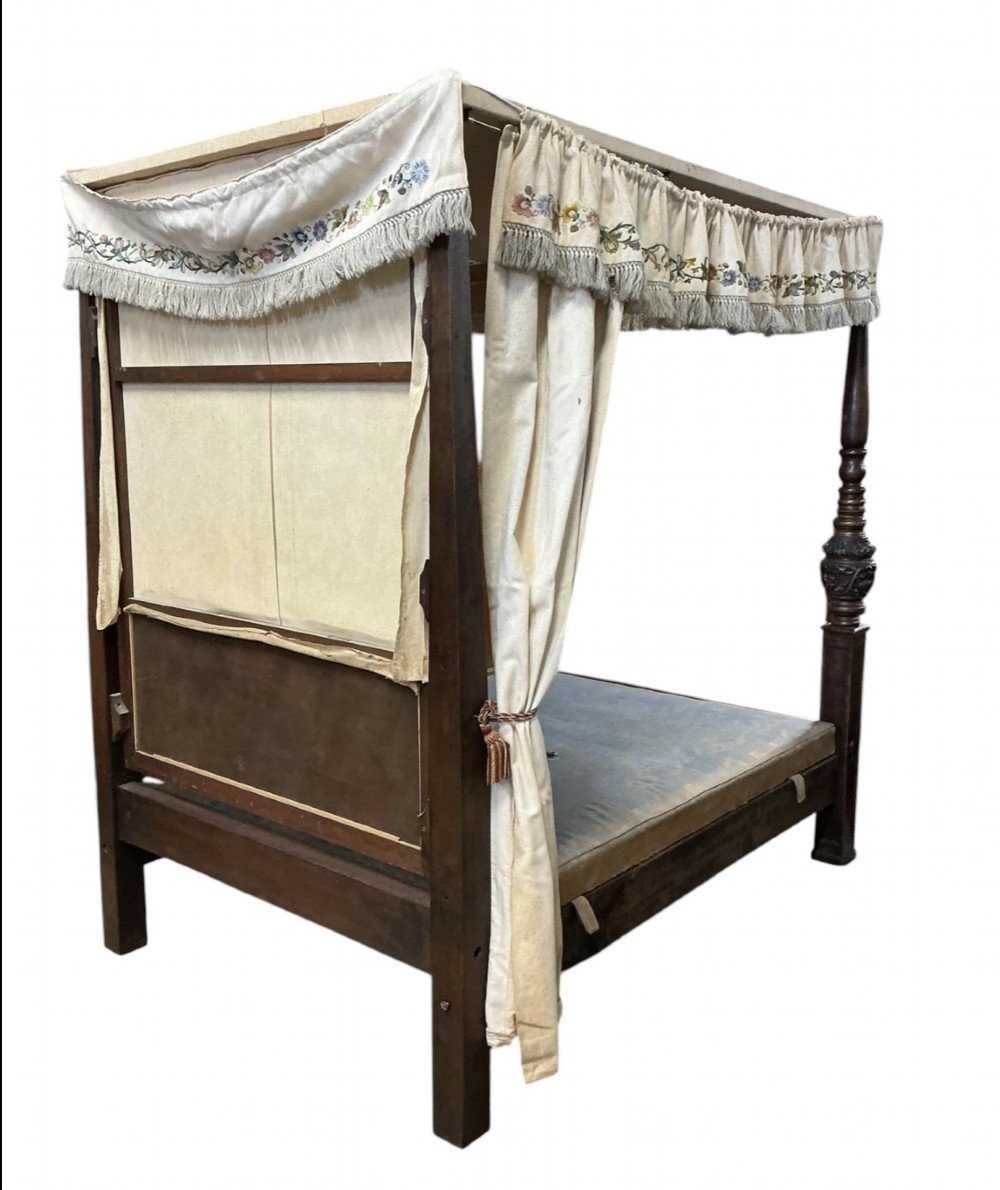 A 17th-century style carved oak half tester four-poster bed View III