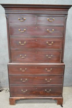 GEORGE III MAHOGANY CHEST ON CHEST