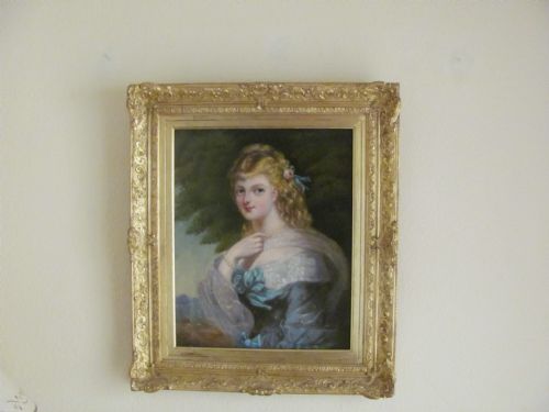 19th century portrait beautiful female lady by marion barker - CATEGORY: ANTIQUE ART - DATED 1870