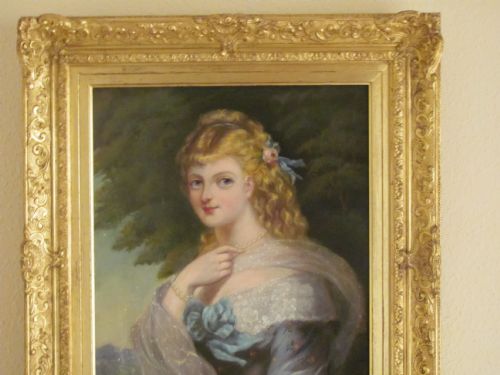 19TH CENTURY PORTRAIT BEAUTIFUL FEMALE LADY BY MARION BARKER - ADDITIONAL PHOTO 1