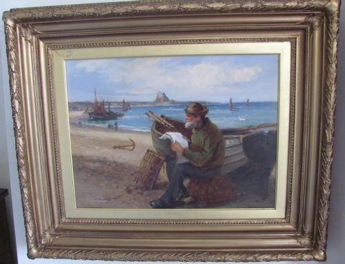 19TH CENTURY HOLY ISLAND LINDISFARNE COASTALFISHERMAN BY JOHN WILLIAM GILROY - ADDITIONAL PHOTO 1
