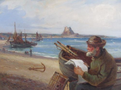 19TH CENTURY HOLY ISLAND LINDISFARNE COASTALFISHERMAN BY JOHN WILLIAM GILROY - ADDITIONAL PHOTO 2