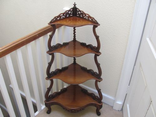 victorian rosewood four tier corner whatnot - CATEGORY: ANTIQUE FURNITURE - DATED VICTORIAN