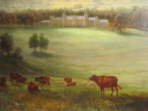 19TH CENTURY OIL LANDSCAPE COWS HOUSE SCENE BY SAMUEL LAWSON BOOTH - ADDITIONAL PHOTO 1