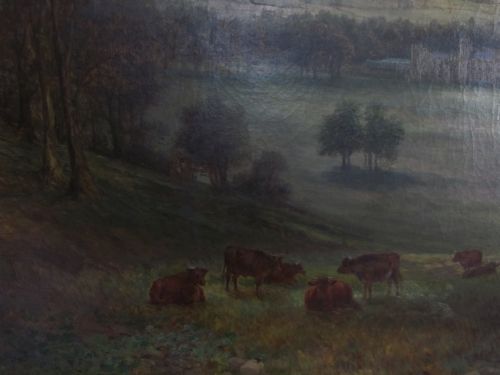 19TH CENTURY OIL LANDSCAPE COWS HOUSE SCENE BY SAMUEL LAWSON BOOTH - ADDITIONAL PHOTO 2