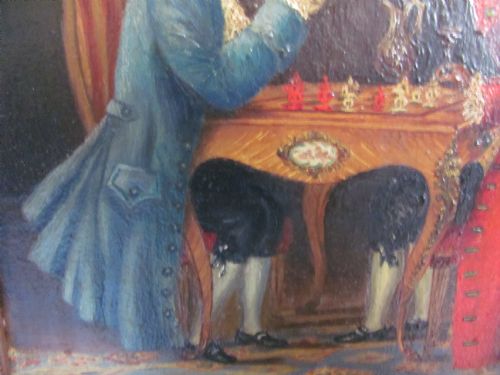 19TH CENTURY OIL B HARRIS CHECK MATE INTERIOR SCENE - ADDITIONAL PHOTO 3
