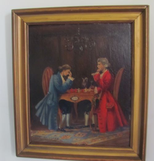 19TH CENTURY OIL B HARRIS CHECK MATE INTERIOR SCENE - ADDITIONAL PHOTO 6