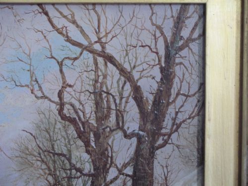 19TH CENTURY ENGLISH SCHOOL WINTER LANDSCAPE OIL SIGNED EP - ADDITIONAL PHOTO 3