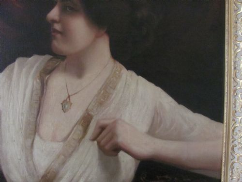 EDWARDIANEARLY 20TH CENTURY HEAD AND SHOULDERS PORTRAIT OF A LADY OIL ON CANVAS - ADDITIONAL PHOTO 4