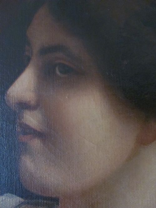 EDWARDIANEARLY 20TH CENTURY HEAD AND SHOULDERS PORTRAIT OF A LADY OIL ON CANVAS - ADDITIONAL PHOTO 5
