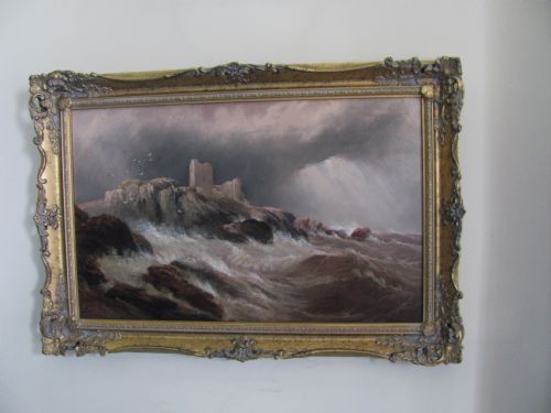 oil on canvas turnberry castle seascape edward king redmore - CATEGORY: ANTIQUE ART - DATED 1910