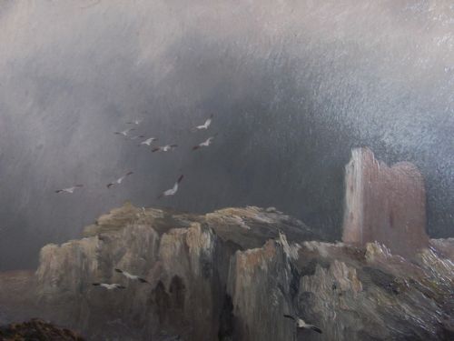 OIL ON CANVAS TURNBERRY CASTLE SEASCAPE EDWARD KING REDMORE - ADDITIONAL PHOTO 2