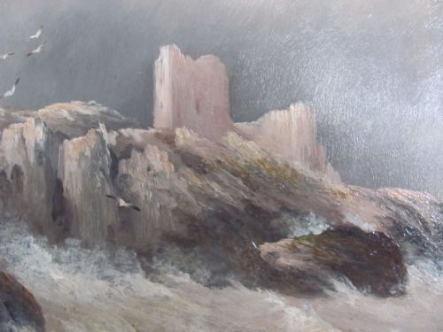 OIL ON CANVAS TURNBERRY CASTLE SEASCAPE EDWARD KING REDMORE - ADDITIONAL PHOTO 4