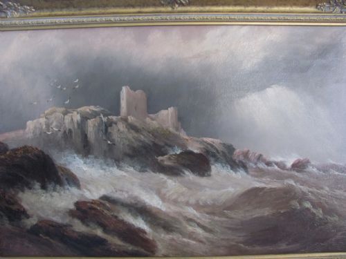 OIL ON CANVAS TURNBERRY CASTLE SEASCAPE EDWARD KING REDMORE - ADDITIONAL PHOTO 6