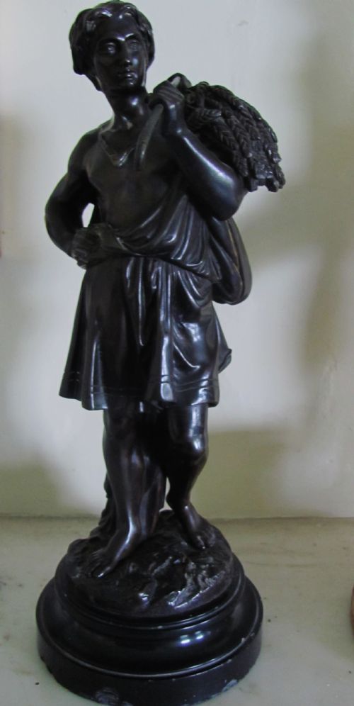 emile boyer bronze standing male figure gathering the harvest - CATEGORY: ANTIQUE METAL - DATED 1920