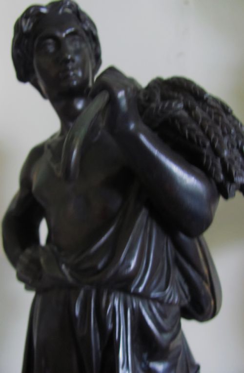 EMILE BOYER BRONZE STANDING MALE FIGURE GATHERING THE HARVEST - ADDITIONAL PHOTO 3