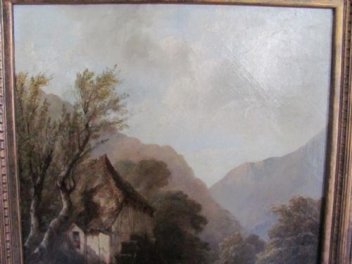 ALFRED MONTAGUE FIGURE AT WORK BESIDE A WATERMILL COUNTRY LANDSCAPE SCENE OIL - ADDITIONAL PHOTO 2