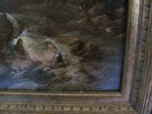 ALFRED MONTAGUE FIGURE AT WORK BESIDE A WATERMILL COUNTRY LANDSCAPE SCENE OIL - ADDITIONAL PHOTO 3