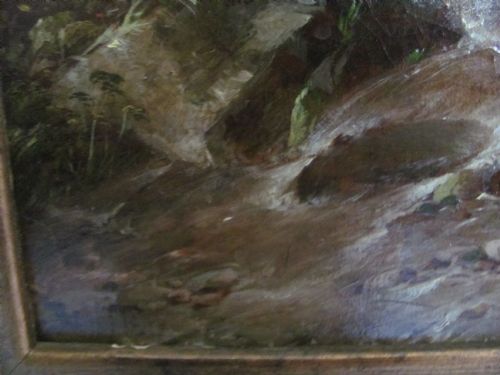 ALFRED MONTAGUE FIGURE AT WORK BESIDE A WATERMILL COUNTRY LANDSCAPE SCENE OIL - ADDITIONAL PHOTO 4
