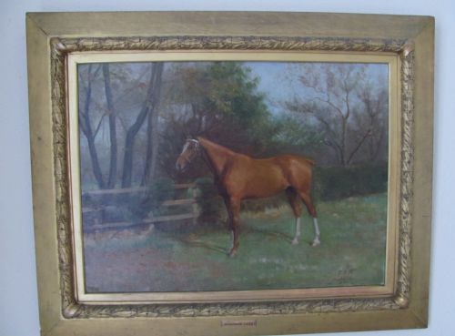 english school oil study of a bay horse shannon lass grand national - CATEGORY: ANTIQUE ART - DATED 1910