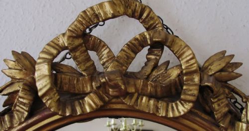 VICTORIAN19TH CENTURY GILT OVAL WALL MIRROR GIRANDOLE - ADDITIONAL PHOTO 2