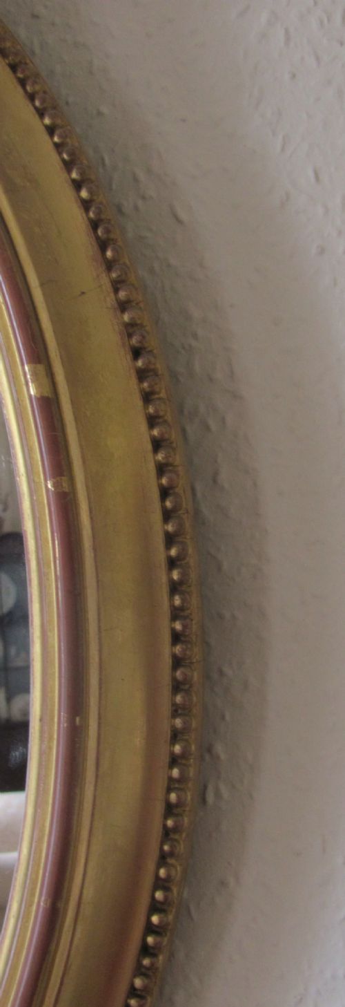 VICTORIAN19TH CENTURY GILT OVAL WALL MIRROR GIRANDOLE - ADDITIONAL PHOTO 3