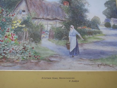 19TH CENTURY WARWICKSHIRE COUNTRY COTTAGE WATERCOLOUR V JORDAN - ADDITIONAL PHOTO 2