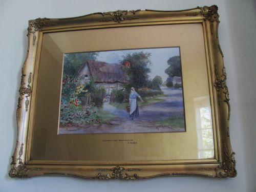 19TH CENTURY WARWICKSHIRE COUNTRY COTTAGE WATERCOLOUR V JORDAN