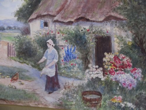 19TH CENTURY SURREY COUNTRY COTTAGE WATERCOLOUR V JORDAN - ADDITIONAL PHOTO 1