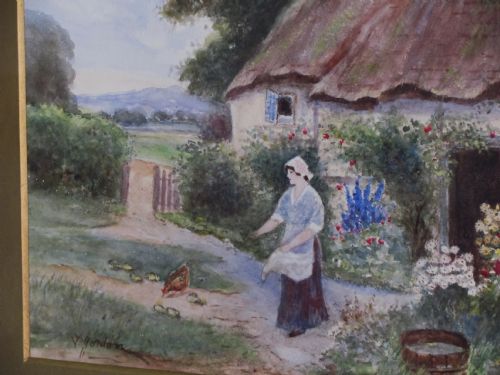 19TH CENTURY SURREY COUNTRY COTTAGE WATERCOLOUR V JORDAN - ADDITIONAL PHOTO 2