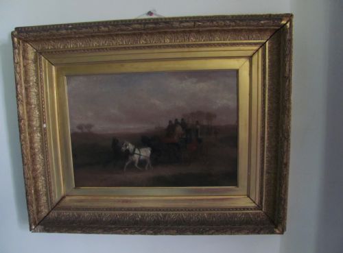 w j shayer 19th century coaching scene oil on canvas - CATEGORY: ANTIQUE ART - DATED 1880