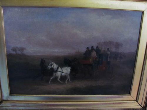 W J SHAYER 19TH CENTURY COACHING SCENE OIL ON CANVAS - ADDITIONAL PHOTO 1