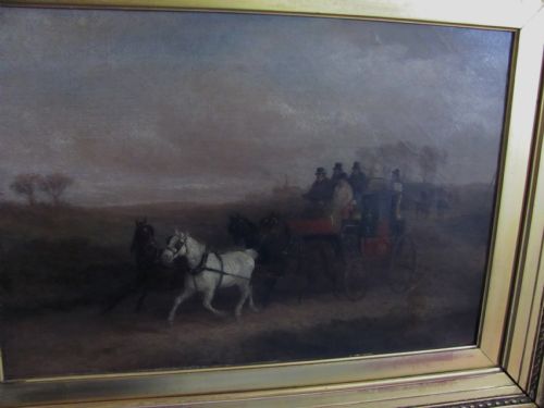 W J SHAYER 19TH CENTURY COACHING SCENE OIL ON CANVAS - ADDITIONAL PHOTO 3