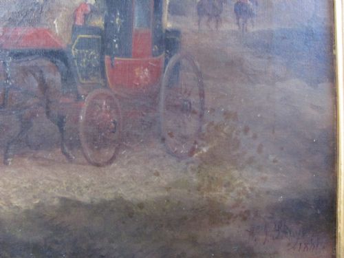 W J SHAYER 19TH CENTURY COACHING SCENE OIL ON CANVAS - ADDITIONAL PHOTO 8