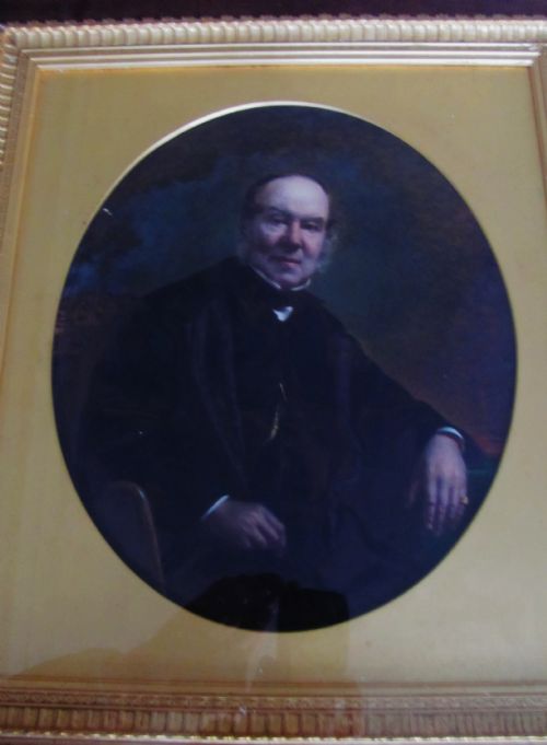 antique victorian framed painted photograph portrait gentleman - CATEGORY: ANTIQUE ART - DATED VICTORIAN