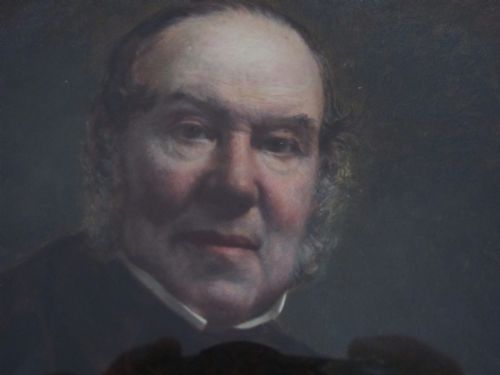 ANTIQUE VICTORIAN FRAMED PAINTED PHOTOGRAPH PORTRAIT GENTLEMAN - ADDITIONAL PHOTO 4