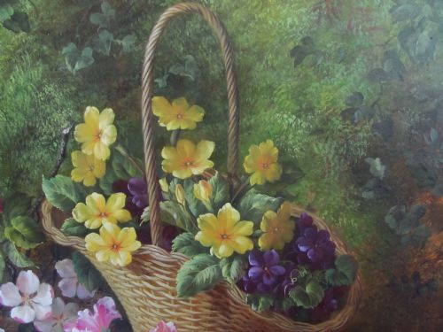 ROBERT CASPERS OIL STILL LIFE FLOWERS PRIMROSES - ADDITIONAL PHOTO 2